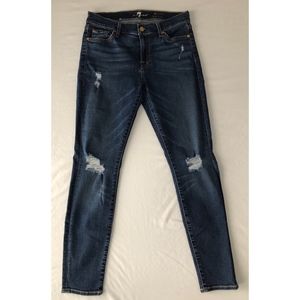 NWOT 7 For All Mankind Distressed Ankle Skinny 29